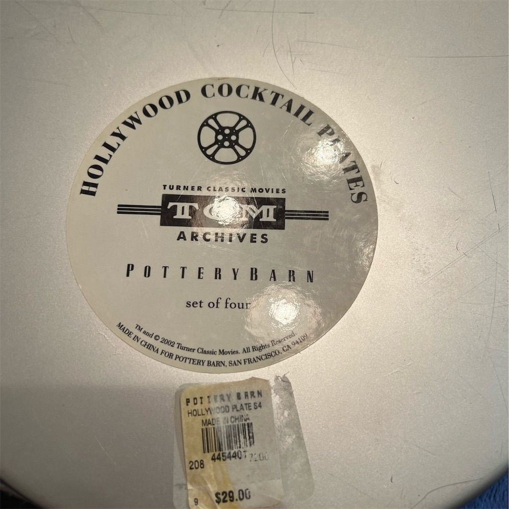 Pottery Barn Hollywood Movie Poster Cocktail Plates Set 4 Casablanca gene kelly - Picture 4 of 4